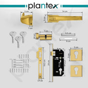 Plantex Door Lock for Home/Door Handle for Main Door/Mortise Lock with 3 computerized Brass keys/14 inch Pull-Push Handle/Door Hardware - Combo (Gold)