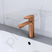 Plantex Pure Brass Single Lever Pillar tap for wash basin/Table top wash basin tap with Teflon tape/Quarter Turn tap for wash basin/Wash basin tap-(ORN-203-Rose Gold)