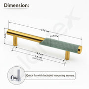 Plantex Stainless Steel & Aluminium Cabinet Handle/96mm Wardrobe Door Handle/Cupboard Pull-Push Handles for Home/Office - Pack of 1 (Green & Gold)