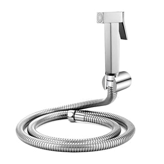 Plantex Pure Brass Health Faucet Set/Jet Spray for Toilet with 1-Meter Hose Pipe for Toilet & Wall Hook-Chrome