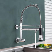 Plantex Brass Sink Tap for Kitchen | 360Ãƒâ€šÃ‚Â° Swivel Spout Kitchen Faucet with Double Handle | Spring Pull Out Tap for Kitchen Sink (Chrome & Black)
