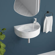 Plantex Ceramic Basin with Stainless Steel Pillar Cock/Wall Hung Basin/Deck Mount Tap/Basin for Bathroom - (Cody - Combo)