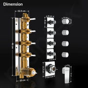 Plantex 4 Way Thermostatic Shower Diverter/Pure Brass Concealed & Exposed 4-Outlet Mixer Valve Body/Multi-Function Bathroom Diverter with Button Control - (Kubix Primium-2588)