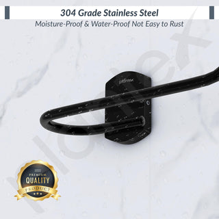 Plantex 304 Steinless Steel Towel Hanger for Wash Basin/Towel Holder/Towel Ring for Wash Basin/Bathroom Accessories (Black) Parv