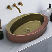 Plantex Ceramic Washbasin/Basin for Bathroom/Oval Tabletop Wash Basin/Countertop Vessel Sink for Home, Office â€“ (Brass & Copper Antique - 24 x 15 x 6 Inch)