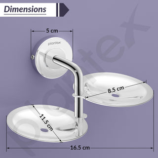 Plantex 304 Grade Stainless Steel Double Soap Holder for Bathroom/Soap Stand for Bathroom Wall/Soap Dish/Bathroom Accessories - Daizy (Chrome)