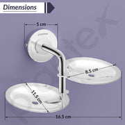 Plantex 304 Grade Stainless Steel Double Soap Holder for Bathroom/Soap Stand for Bathroom Wall/Soap Dish/Bathroom Accessories - Daizy (Chrome)
