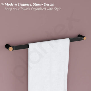 Plantex Bathroom Accessories Set/Frosted Glass Soap Holder & Tumbler Holder/Towel Rod/Napkin Holder/Robe Hook/Bathroom Accessories - Set of 5 (Black & Rose Gold)