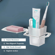 Plantex Platinum Stainless Steel 304 Grade Cute 2in1 Soap Dish with Tumbler Holder/Soap Stand/Tooth Brush Holder/Bathroom Accessories(Chrome) - Pack of 1