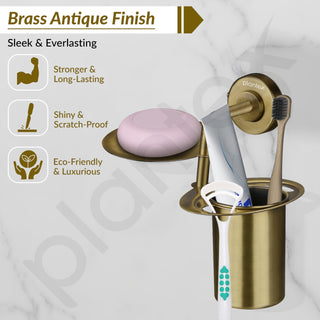 Plantex 304 Grade Stainless Steel 2in1 Soap Holder with Tumbler Holder/Bathroom Accessories - Daizy (Antique)