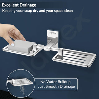 Plantex 304 Grade Stainless Steel Double Soap Holder for Bathroom/Soap Stand/Soap Dish/Bathroom Accessories - Senso (Chrome)
