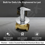 Plantex Pure Brass PAC-1806 Angular Concealed Stop Cock/Concealed Stop Valve Tap For Bathroom With Teflon Tape & Adjustable Brass Wall Flange â€“ 15 mm (Mirror-Chrome Finish)
