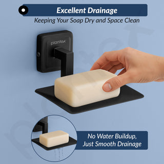 Plantex 304 Grade Stainless Steel Soap Dish for Bathroom/Soap Holder/Soap Stand/Soap Case/Bathroom Accessories - Decan (Black)
