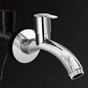 Plantex AQ-1402 Pure Brass Bib Cock Water Tap with Water Saving Aerator/Bib Tap with Brass Wall Flange & Teflon Tape-7 Year Warranty (Mirror Chrome Finish)