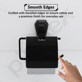 Plantex Toilet Paper Holder for Bathroom/304 Grade Stainless Steel Tissue Paper Roll Holder/Bathroom Accessories - Pack of 1 (PMB-2410, Z-Black)