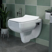 Plantex Platinum Ceramic Commode/Rim Washdown Western Commode/ Wall Hanging Western Toilet with Soft Close Seat Cover - P Trap (White)