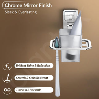 Plantex 304 Grade Stainless Steel Tooth Brush Holder/ABS Tumbler Stand/Bathroom Accessories - Darcy (Chrome)