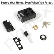 Plantex Heavy Duty Rim Locks for Main Door/Door Lock for Main Door with 4 Keys/Suitable for Inside Opening Wooden Door - Pack of 1 (Z-Black)