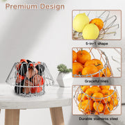 Plantex Multipurpose Stainless Steel Foldable Fruit And Vegetable Basket For Kitchen/Dining Table/Home(8 Shapes), 1 L,Oval