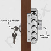 Plantex Main Door Deadbolt Lock Five Bullets/Stainless Steel Penta bolt/Door Lock Set with 4 Pin Cylindrical Keys with 5 Years of Warranty (Matt)
