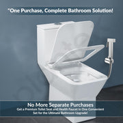 Plantex Hygienic Toilet Combo/ Polypropylene Toilet Seat Cover/Health Faucet Set with 1.20 meter Hose Pipe for Toilet with Wall Hook - Combo (Chrome)