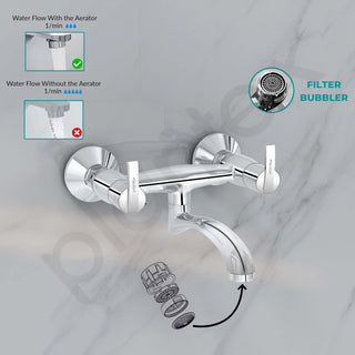 Plantex Pure Brass Wall Mixer Non Telephonic/Mixer Tap for Bathroom with Brass Wall Flange & Teflon Tape/Bathroom Mixer Tap-(AQ-1416-Mirror Chrome)