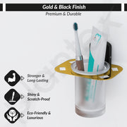 Plantex 304 Grade Stainless Steel Tumbler Holder/Tooth Brush Holder for Bathroom/Bathroom Accessories - Parv (Gold & Black)