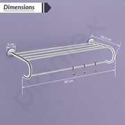 Plantex 304 Grade Stainless Steel Bathroom Towel Hanger/Towel Rack with Towel Rod/Towel Holder/Bathroom Accessories - Daizy (24-inch) Chrome