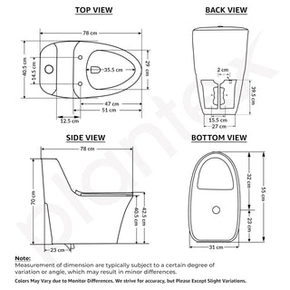 Plantex Imported Ceramic Western Commode/Rim Siphonic One Piece Western Toilet/Floor Mounted Commode for Toilet Seat Cover - S Trap (Matt Black)