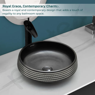 Plantex Ceramic Table Top Washbasin/Designer Round Wash Basin/Countertop Bathroom Basin/Sink for Bathroom(15 x 15 x 5.5 Inch)