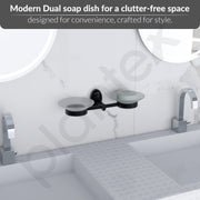 Plantex 304 Grade Stainless Steel Double Soap Holder/Dish/Stand for Bathroom and Wash Basin/Bathroom Accessories - Oreva (Black)