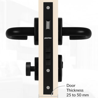 Plantex Aluminium Door Lock/Mortise Lock for Door/Robust Door Handle for Home with Lock Body & Cylinder - (Round, DTM-639-Black)