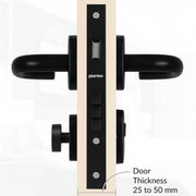 Plantex Aluminium Door Lock/Mortise Lock for Door/Robust Door Handle for Home with Lock Body & Cylinder - (Round, DTM-639-Black)