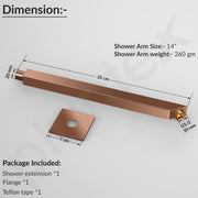 Plantex 14-Inch Shower Arm for Overhead Shower/Stainless Steel Shower Pipe/Wall Mount Bathroom Fitting with Ã‚Â½-Inch Thread - Pack of 1 (PVD Rose Gold)