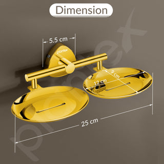 Plantex J4 Stainless Steel Double Soap Dish for Bathroom/Soap Holder for Bathroom/Wall Mounted Soap Holder/Bathroom Accessories (PVD Gold Finish) Angel