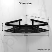 Plantex 304 Grade Stainless Steel Bathroom Shelf for Wall Corner/Bathroom Stand for Wall//Storage Organizer (9x9 inches, Black)