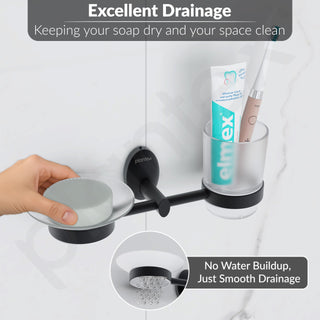 Plantex 304 Grade Stainless Steel Soap and Brush Holder Stand for Bathroom and Wash Basin/Bathroom Accessories - Oreva (Black)