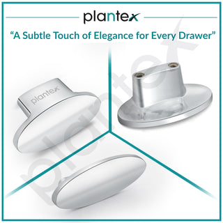 Plantex Knobs for Drawer/Small Drawer Knobs/Knobs for Cabinets/Pull-Push Knobs for Kitchen/Bedroom Drawer - Pack of 6 (Oval, Chrome)