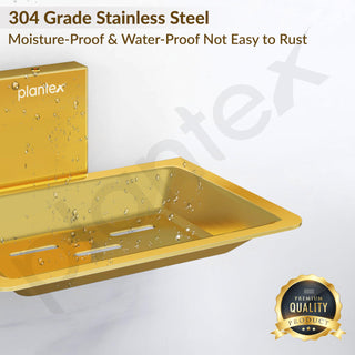 Plantex 304 Grade Stainless Steel Soap Dish/Soap Holder/Soap Stand/Soap Case/Soap Storage for Bathroom/Bathroom Accessories - Crystal (PVD Gold)