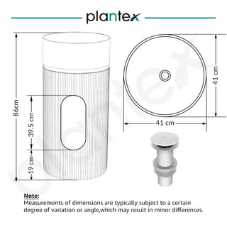 Plantex Pedestal Wash Basin/Acrylic Resin & Quartz Free Standing Wash Basin/Round Basin for Bathroom/Home/Office/Restaurant - (1056, White)