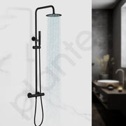 Plantex Shower Panel for Bathroom/Deluxe Circular Shower Panel Set/Overhead Showers and Hand Shower for Bathroom with Hot &cold MixerÃ¢â‚¬â€œ(Black)
