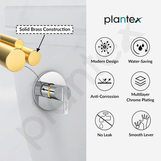 Plantex 25 mm Pure Brass Flush Valve for Toilet with Teflon Tape and Brass Wall Flange/Angle Cocke for Bathroom - 7 Year Warranty-(AQ-1420-Chrome)