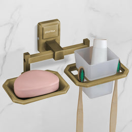 Plantex 304 Garde Stainless Steel 2in1 Soap Holder with Tumbler Holder/Bathroom Accessories - Darcy (Antique)