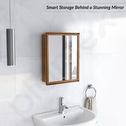Plantex Bathroom Cabinet with Mirror/ABS Bathroom Storage Organiser/Multipurpose Shelf/Wall Mount Mirror Cabinet for Wash Basin (14x18 Inch, Brown)
