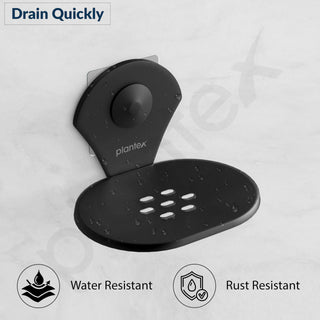 Plantex Royal Self Adhesive Stainless Steel Soap Holder for Bathroom/Soap Dish/Soap Stand/Bathroom Accessories - (Black)