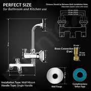 Plantex Pure Brass 3-in-1 Wall Mixer with L-Bend Provision for Overhead and Hand Shower/Bathroom Mixer Tap with Brass Wall Flange & Teflon Tape/Wall Mixer for Bathroom - (Flip, Chrome)