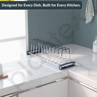 Plantex Stainless Steel Thali Stand/Dish Rack/Plate Stand/Plate Rack for Modular Kitchen/Tandem Box Accessories (Chrome)