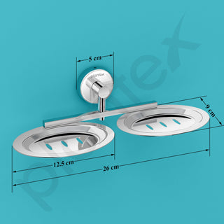 Plantex Stainless Steel Double Soap Holder for Bathroom/Soap Stand/Dual Soap Dish/Soap Storage/Bathroom Accessories - (Chrome)