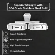 Plantex Double Soap Dish for Bathroom/304 Grade Stainless Steel Dual Soap Holder/Soap Case/Soap Stand/Bathroom Accessories - Pack of 1 (PM-2408, Chrome)
