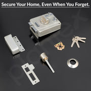Plantex Heavy Duty Night Latch Door Lock with Key & Knob for Main Door/Twinbolt Lock for Home,Hotel,Office/Deadbolt lock with 5-Years Warranty (Satin White & Chrome)